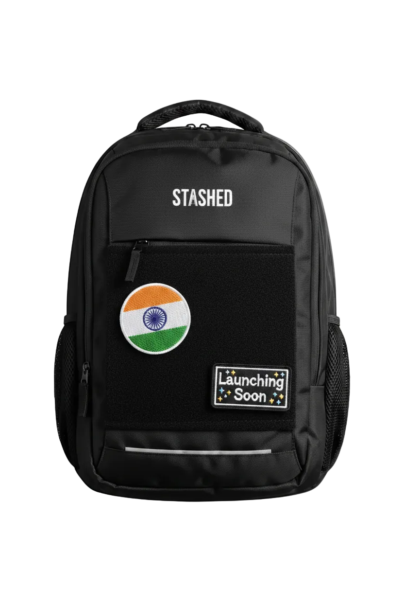 Stashed Drop 001 modular tech backpack with SwiftPanel™ system — front view
