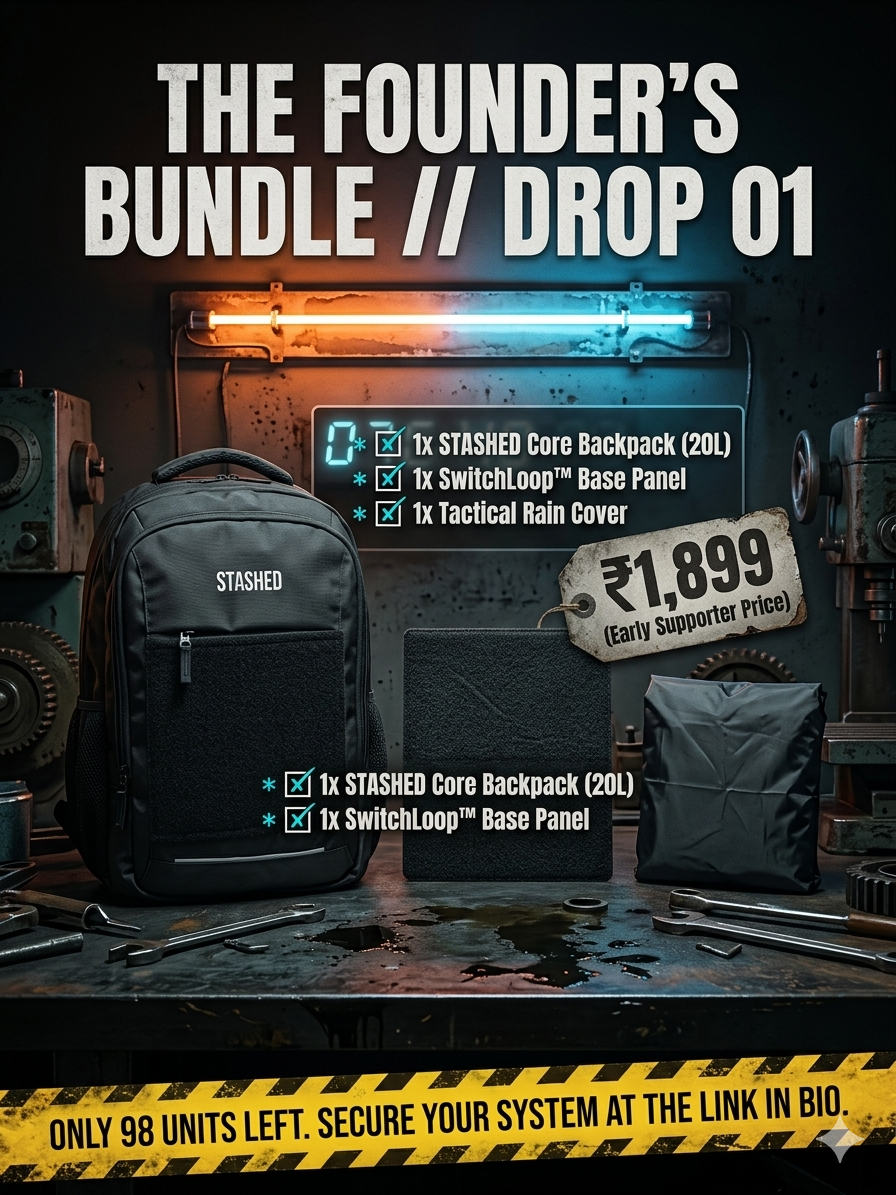 Stashed launch patches collection on the backpack panel